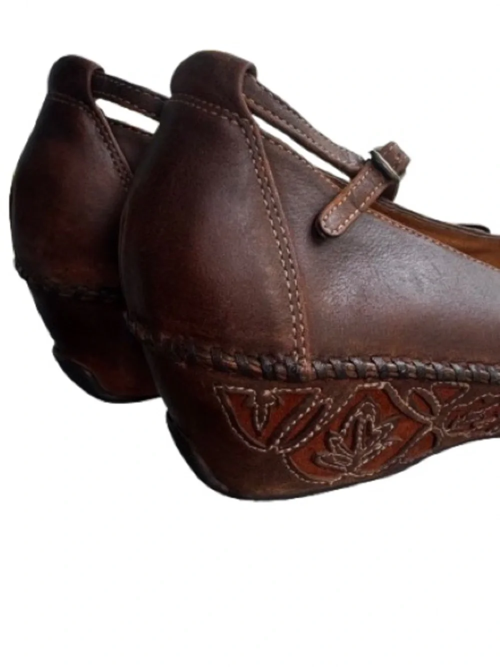 Clark’s Artisan Collection Brown Leather Mary Jane Wedge Classic Comfort